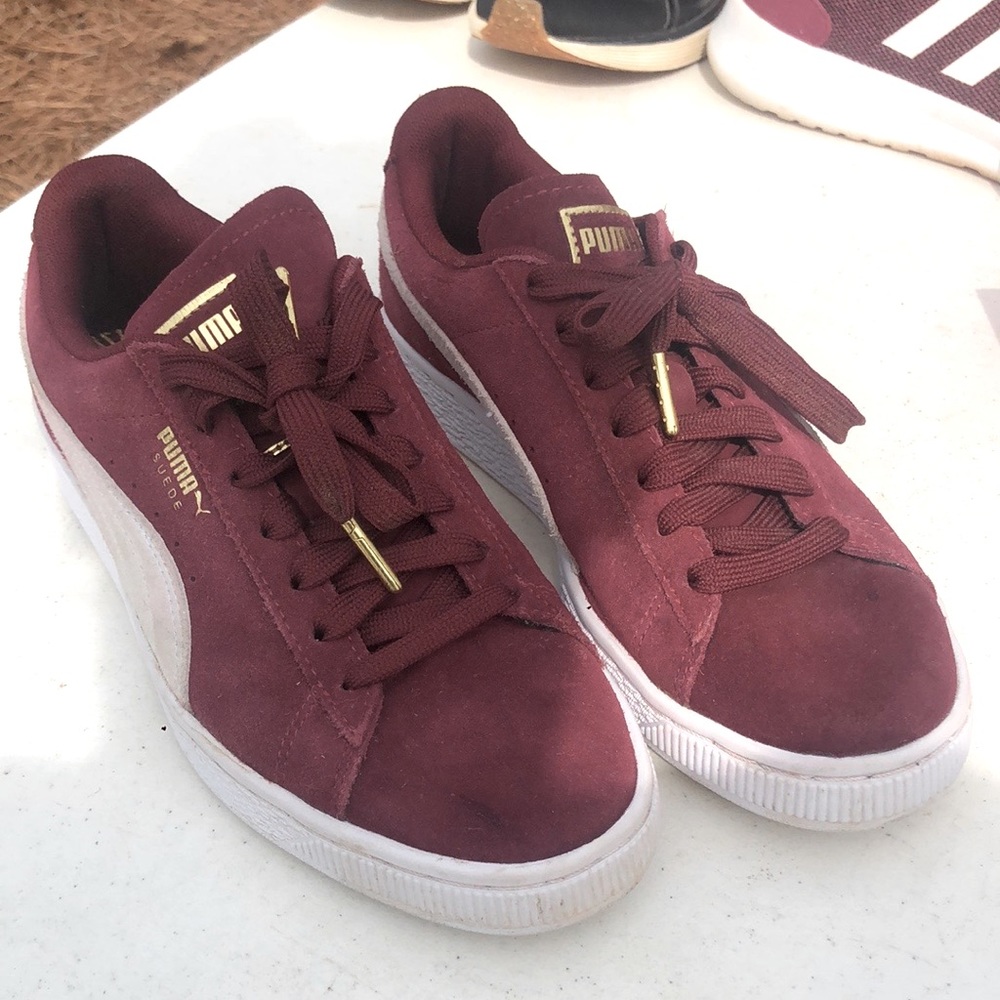 Puma Suede low top sneakers Raspberry/White/Gold